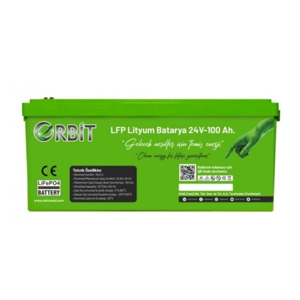 Orbit 24V 100Ah LiFePO4 Akü Abs Kasa 