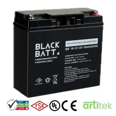 Blackbatt BC18-12 VRLA Akü (12V 18Ah) | ISO, UL ve CE Onaylı