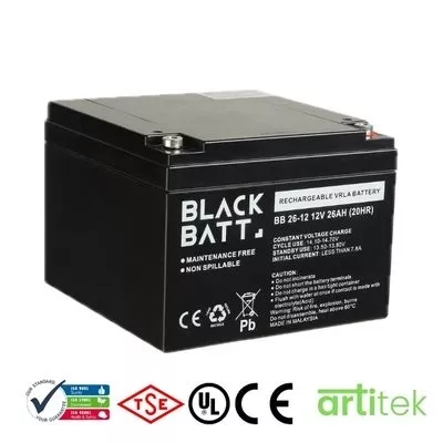 Blackbatt BC26-12 VRLA Akü (12V 26Ah) | ISO, UL ve CE Onaylı