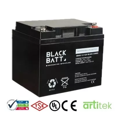 Blackbatt BC40-12 VRLA Akü (12V 40Ah) | 10 Yıl Ömürlü, ISO ve TSE Onaylı