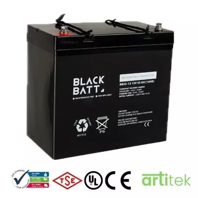 Blackbatt BC55-12 VRLA Akü (12V 55Ah) | 10 Yıl Ömürlü, ISO ve TSE Onaylı
